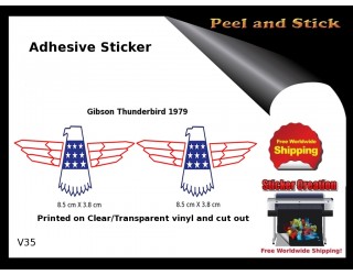 Gibson Thunderbird Firebird Guitar Adhesive Sticker v35